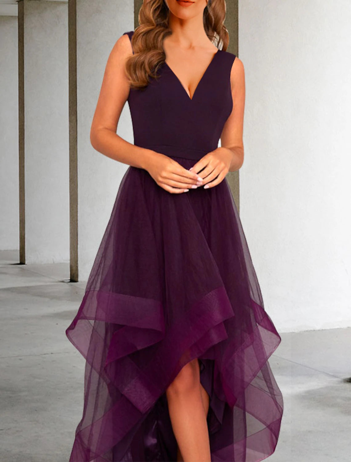 Wholesale A-Line Cocktail Dresses Elegant Dress Kentucky Derby Semi Formal Tea Length Sleeveless V Neck Fall Wedding Guest Organza with Ruched